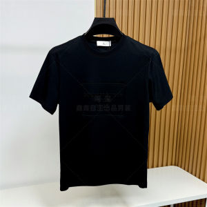 Relaxed Fit Embossed T-Shirt Comfortable Fabric round Neck Short Sleeve Mens Pure Color New Style Casual Summer Top
