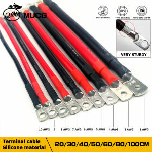 Very soft Terminal cable Silicone material With M6 or M8 Lug For Battery inverter connection 10 8 6 4 2 1 AWG Black or Red wire