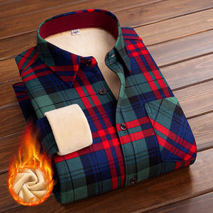 Yaloo Womens Plaid Flannel Shirt Thickened Long Sleeve Fleece Lined Warm Base Layer Brushed Autumn Winter Large Size Top