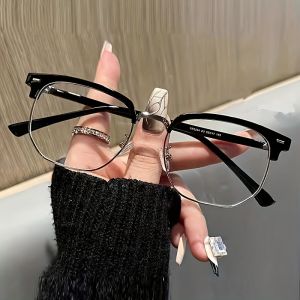 Mens And Womens Half-framed Ultra-light Glasses Frames Anti-blue Light Flat Glasses For Computers Mobile Phones