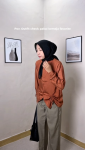 Vyo Kemeja Wanita Kekinian Model Tali Serut Samping Evolet Shirt Blouse Kasual Wanita Terbaru