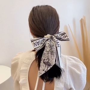 Hair Scarf Scrunchies Pearl Hair Ties Bands - Hair Ribbons for Women - Scarf Hair for Women Girls