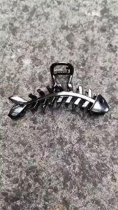 Jepit Rambut Salon Jumbo Bahan Besi Warna Hitam Motif Tulang Ikan Gaya Retro Korea Jedai Logam Metal