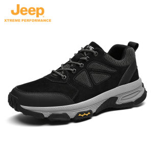 Jeep | Jeep Outdoor Low-Top Mens Hiking Shoes Breathable Wear-Resistant Camping Travel Footwear Comfortable Rubber Sole Dad Shoes