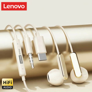 Lenovo | Lenovo YF08 Wired Earphones HiFi Sound with Mic Tangle-Free Cable ENC Noise Reduction Gaming Earbuds 3.5mm/Type-C for Phone PC