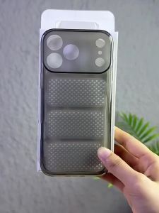 Large Window Mesh Hole Heat Dissipation Silicone Phone Case For iPhone 17 Air 16 15 17 Pro Max Plus Cooling Matte Soft TPU Cover