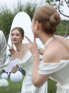 Wedding Four King Kong Welcome Mirror Copper Mirror Wedding Welcome Board Outdoor Lawn Wedding Punch-in Sign-in Table Floor Mirror