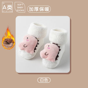 Tất Cotton Nguyên Chất Cho Bé Từ 0-3 Tháng Tuổi Trẻ Sơ Sinh Ấm Áp Dày Mùa Đông Giày Có Lớp Lót Lông Cừu Chống Trơn Trượt Sàn Giày