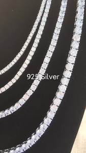 YLMyself Zircon Necklace 925 Sterling Silver Tennis Chain 2mm 3mm 4mm 16-24 Inch Luxury Shiny Jewelry For Women Men