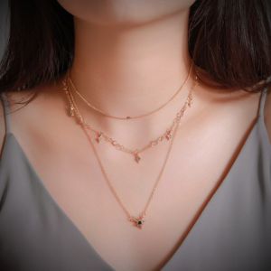Kalung Necklace Choker Multi-Lapis Rantai Mewah Paduan Penyambungan Kristal baru model Bintang Berlian Eropa dan Amerika / Kalung Choker / Kalung Multi-Lapis / Kalung Berlian
