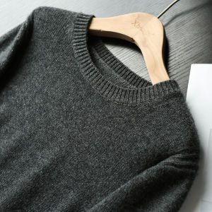Xiao Han Ge One Persons Field Cashmere Knitwear Loose round Neck Sweater Soft Woolen Yarn Long Sleeve Solid Color OL Style