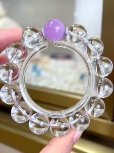 Montagne Jewelry Original Design Fine Jewellery Natural 14mm Spodumene Purple Quartz White Crystal Bracelets