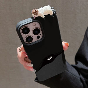 Funny With 3D Cat Phone Case For iPhone 17 Pro Max 11 16 15 12 13 14 Pro Max Air Lychee Pattern Cover 15 16 14 Plus Soft Funda