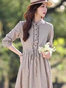 MANWUJINGLING | Chic Youthful Waist-Shaping Slimming Plaid Dress
