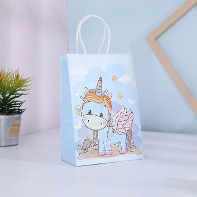 [SG] 10pcs unicorn theme Paper Bag Kids Birthday goodie bag High Quality Kraft Paperbag birthday party childrens day present