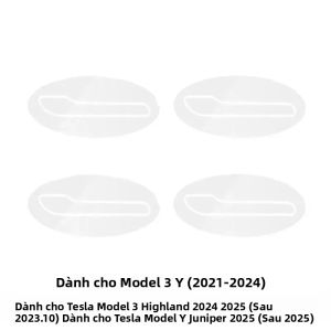 Phim Bảo Vệ Tay Nắm Cửa TPU Chống Xước Sơn Phủ Ngược Phụ Kiện Xe Hơi Cho Tesla Model 3/Y Juniper 2021-2025