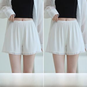 MiiOW | Lightweight Breathable Ice Silk Safety Shorts Womens Loose Fit Anti-Light Sleepwear Short Pants Elastic Waistband Summer