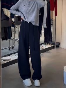 Quần Ống Rộng Cạp Cao Cỡ Lớn Cho Nữ Quần Dài Thường Ngày Mùa Thu 2024 Quần Dài Ống Rộng Đa Năng Thoải Mái