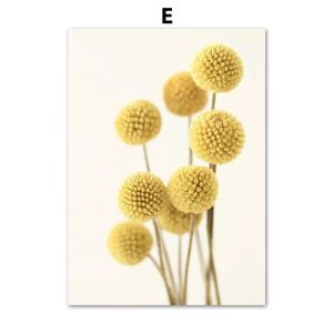 Màu Vàng Dahlia Hoa Hướng Dương Phong Lan Bướm Màu Be Tường Canvas Bắc Âu Trang Trí Phòng Khách Poster In Phong Cách Cổ Điển Unframed Dầu Trung Bình