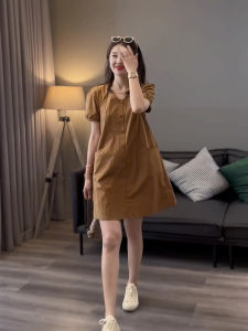 Elegant V-Neck Short Sleeve A-Line Dress Stylish Age-Defying Summer Skirt for Women Elegant Atmosphere Small Size New 2025