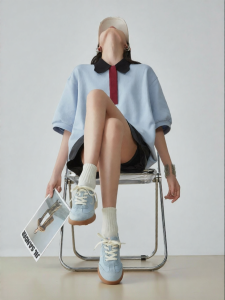 XIAODADEHUA | Color Block Polo Neck Loose Fit T-Shirt