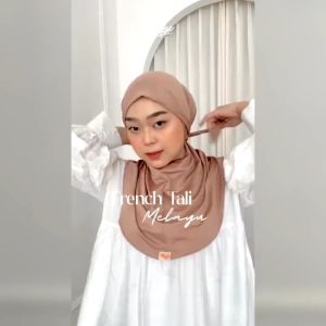 Nafisa French Bergo Tali Melayu Instan - Hijab French Malay Dailly Non Pet Jersey Premium