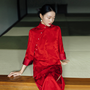 ชุดกี่เพ้าจีนสีแดง ชุดแต่งงาน ชุดกี่เพ้าจีน ชุดกี่เพ้าจีนสีแดง ชุดกี่เพ้าจีนฤดูร้อน ชุดกี่เพ้าจีนฤดูใบไม้ผลิ ชุดกี่เพ้าจีนฤดูใบไม้ร่วง ชุดกี่เพ้าจีนฤดูหนาว