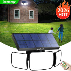 intelamp | Intelamp Large Solar Panel Outdoor Solar Lights 6000mAh With Two Motion Sensors Bright Wall Lamp For Garden Yard Path Garage