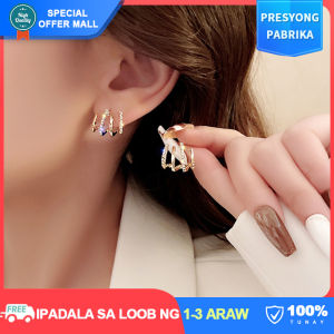 【Korean Original】Fashion Gold 4-claw Stud Earrings with Zircon Light-luxury Sparkling Ear-wearing Daily Outfits Women Girls Birthday Festival Gifts Fashion Jewelry Accessories