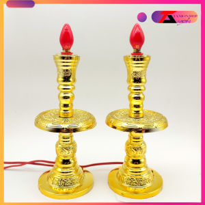 [Tặng kèm 2 bóng đèn] Bộ lư hương nhựa màu vàng gold thờ cúng trang tri tủ thờ phật quan âm phật tổ như lai (Lư 2)