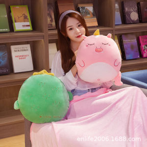 Bộ chăn mền 3 trong 1 chuột con má hồng lông mịn ôm vừa tay tựa lưng mềm mịn (Xám)