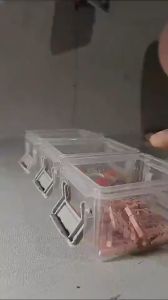 3pcs Storage Box Stackable Buckle Storage Bins Desktop Storage Boxes with Compartment Portable