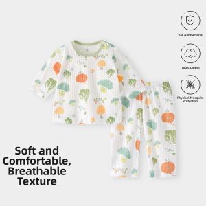 TONGLIANCHUXIN | Cotton Thin Summer Sleepwear For Children Air Condition Suitable 3/4 Length Set