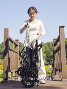 Ziivievs Foldable Ergonomic Walker With Luggage Handle Wheelchair | Waterproof Obstacle-Crossing Design for Comfortable Mobility