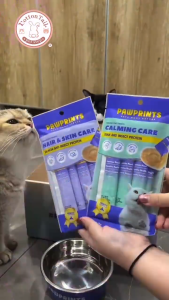 PAWPRINTS Cemilan Snack Kucing 15g x 4pc - Calming Care / Hair & Skin | Cat Creamy Treats Kucing Tenang Penggemuk Bergizi