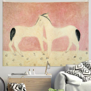 VIKAMA Abstract Horse Art Wall Tapestry Boho Aesthetic Vintage Wall Hanging for Bedroom Living Room Dorm Home Decor