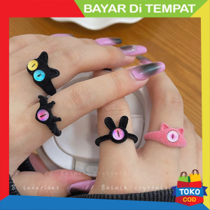 Cincin Kucing Bludru Imut dengan Mata Berkilau - Pilihan Warna Menarik CCN01