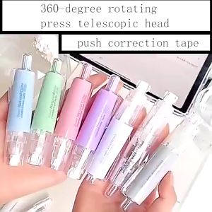 METECH Colorful 360° Rotatable Correction Tape: A Press Type Replaceable Refill School Office Supply