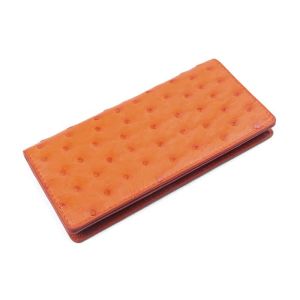 กระเป๋าใส่เงินแบบยาวทำจากหนังแท้ Ostrich Skin กระเป๋าใส่บัตรหลายช่องสำหรับผู้หญิง กระเป๋าสะพายข้างแบบมีซิป