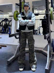 OUMULONG | Green Camo Work Pants Multi Pockets Winter Mens