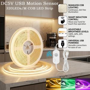 DC5V USB Motion Sensor 8mm COB LED Strip 3 Modes Dimmable Induction Night Light for  Bedroom TV Backlight Kitchen Cupboard Decor