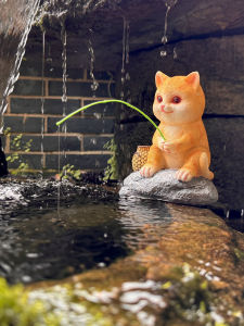 Đồ Trang Trí Cá Cảnh Theo Phong Cách Cổ Điển Chống Thấm Nước Chống Tia UV Không Phai Màu Hình Chú Mèo Câu Cá Đồ Trang Trí Ngoài Trời