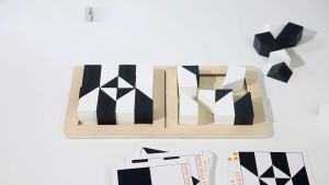 Wooden Building Blocks White And Black Puzzle Tangram Toy Kids Early Education Battle Games Toys Children Gift Brain Teaser Game