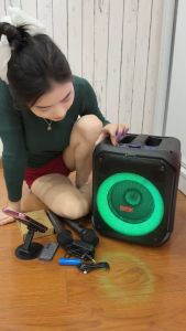 Loa xách tay ONTEKCO 8112 kèm 2 micro loa bluetooth karaoke Bass 20 công suất lớn Led RGB chuyên nghiệp