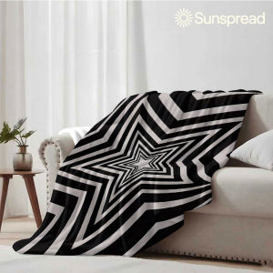Beast Kingdom | Black White Star Optical Illusion Soft Warm Flannel Blanket Lightweight Cozy Christmas Halloween Home Decor Room