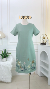 Đầm thiết kế nữ trung niên kiểu dáng sang trọng chất liệu Vải Dệt mềm mịn thoáng mát DD4L0309 Thương hiệu Thiều Hoa
