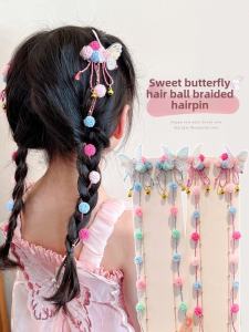 Princess Style Flower Hairpin Girls Butterfly Headwear Sweet Braid Tassel Hair Clip Childrens Traditional Hanfu Accessories