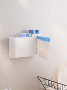 Non perforated wall mounted garbage bag storage box and household pull-out kitchen garbage bag artifact