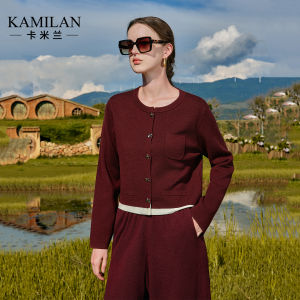 Kamilan French Style Short Knitted Woolen Cardigan Womens Autumn New Fashion Street Style Long Sleeve round Neck Coat