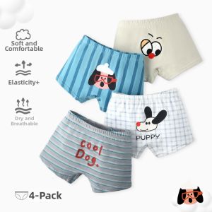 A Class Cotton Breathable Cartoon Boys Briefs 4pcs